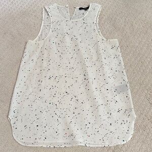 Sleeveless White and Black Speckled Women's Blouse